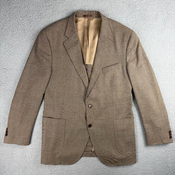 Peter Millar Blazer Mens 46 Tall Brown Wool Suit Jacket Sport Coat Union Made 2